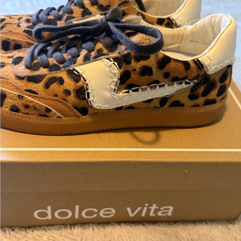 Dolce Vita Dark Leopard Calf Hair Sneakers - Picture 2 of 6
